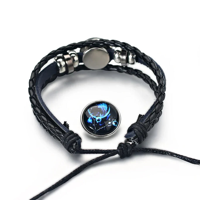 Zodiac leren wikkelarmband