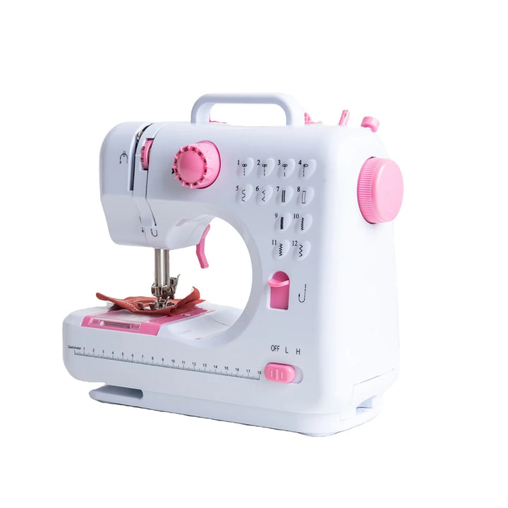 Portable Sewing Machine Mini Electric Household Crafting Mending Overlock 12 Stitches with Presser Foot Pedal Beginners