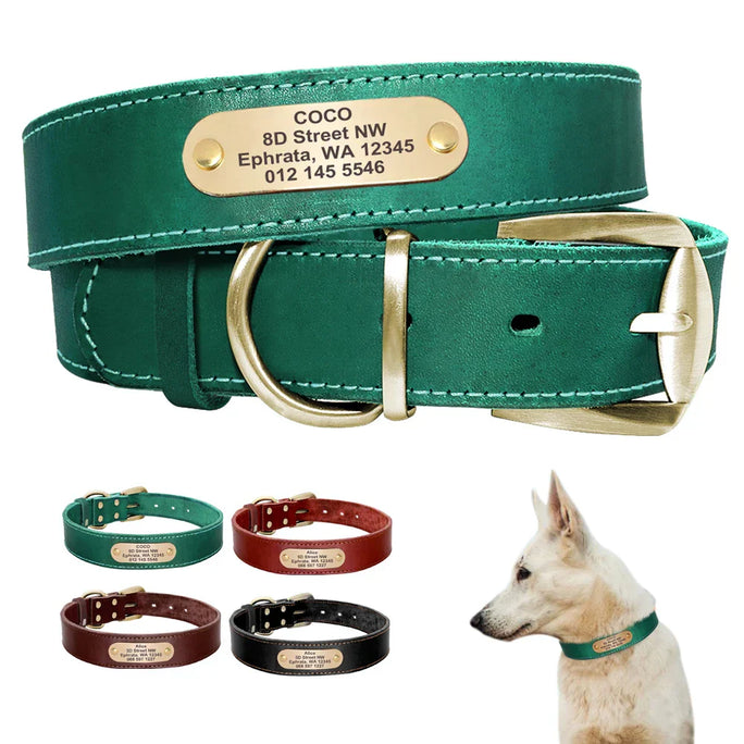 Gepersonaliseerde leren hondenhalsband