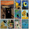 Leinwandbild „Schwarze Katze und Van Gogh“