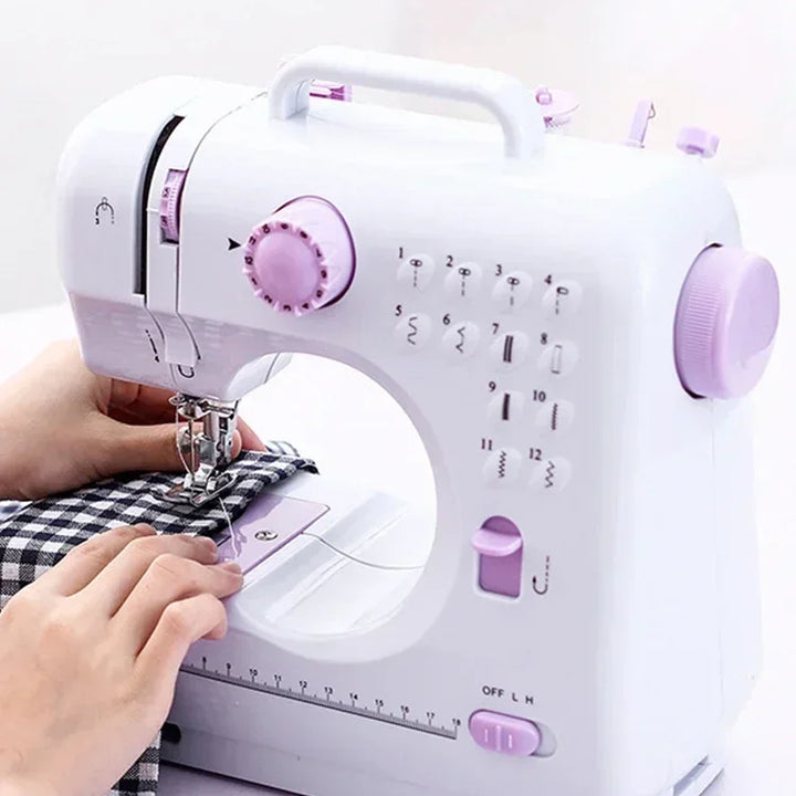 Portable Sewing Machine Mini Electric Household Crafting Mending Overlock 12 Stitches with Presser Foot Pedal Beginners