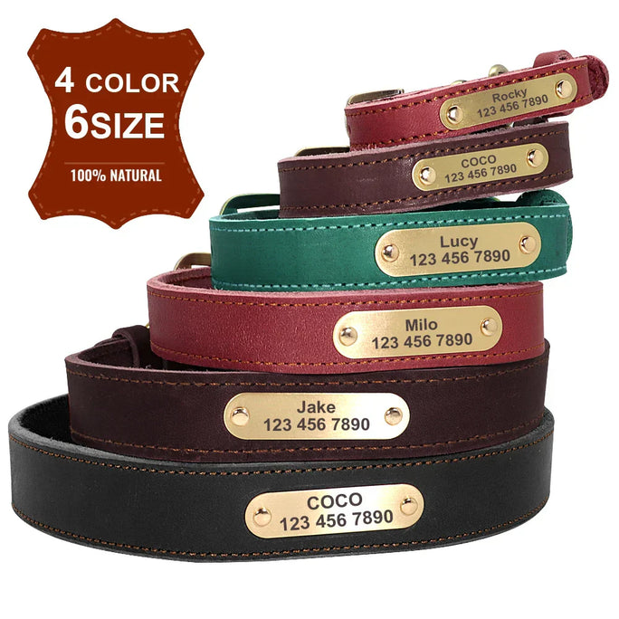 Gepersonaliseerde leren hondenhalsband